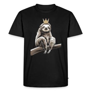 King Sloth Coziness Crown - Men's Premium Organic T-Shirt - black - Front - Nico (187cm)