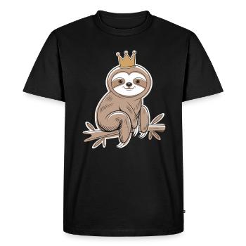 Royal sloth on the branch with crown - Men's Premium Organic T-Shirt - black - Front - Nico (187cm)
