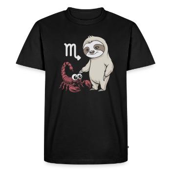 Scorpio zodiac sign sloth meets cute - Men's Premium Organic T-Shirt - black - Front - Nico (187cm)
