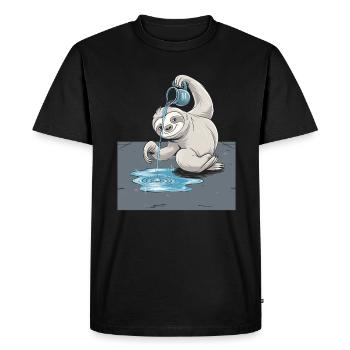 Aquarius Sloth Zodiac Illustration - Men's Premium Organic T-Shirt - black - Front - Nico (187cm)