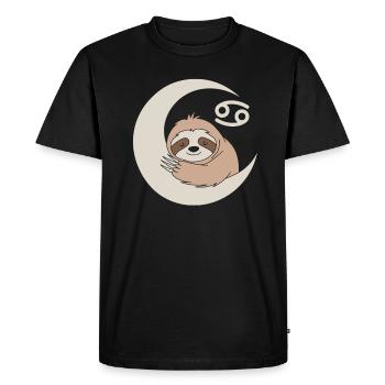 Cancer Zodiac Sign Sloth Hugs Moon - Men's Premium Organic T-Shirt - black - Front - Nico (187cm)