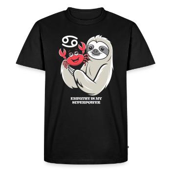 Signe du zodiaque Cancer Paresseux L’empathie est la mienne - T-shirt Premium bio Homme - noir - Devant - Nico (187cm)