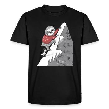 Capricorn zodiac sloth climbs the mountain - Men's Premium Organic T-Shirt - black - Front - Nico (187cm)