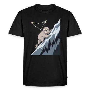 Cozy Capricorn Sloth Climbing Mountain - Men's Premium Organic T-Shirt - black - Front - Nico (187cm)