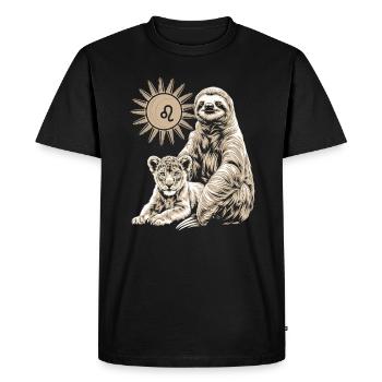 Leo Zodiac Sloth Under the Sun - Men's Premium Organic T-Shirt - black - Front - Nico (187cm)