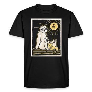 Cozy Leo Zodiac Sloth Motif - Men's Premium Organic T-Shirt - black - Front - Nico (187cm)