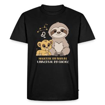 Leo Zodiac Sloth Majestic by Nature - Men's Premium Organic T-Shirt - black - Front - Nico (187cm)