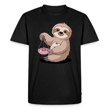Libra Zodiac Sign Sloth with Libra - Men's Premium Organic T-Shirt - black - Front - Nico (187cm)