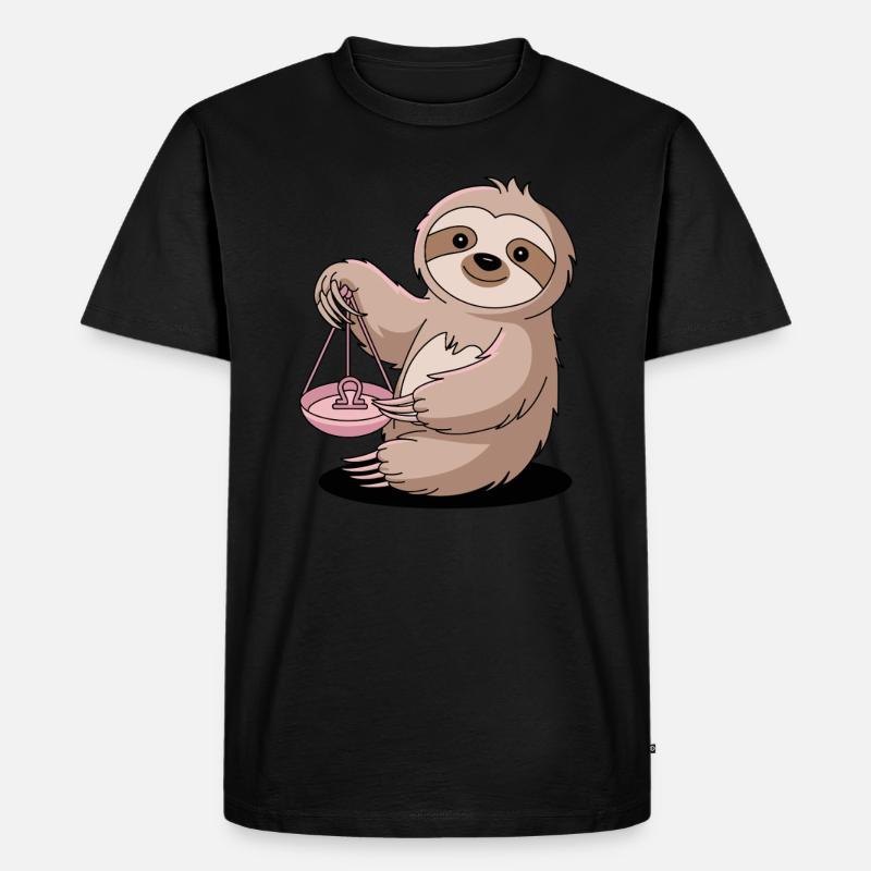 Libra Sternzeichen Faultier mit Waage - Männer Premium Bio T-Shirt - Schwarz