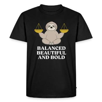 Zodiaque Balance Paresseuse : équilibré, beau et - T-shirt Premium bio Homme - noir - Devant - Nico (187cm)