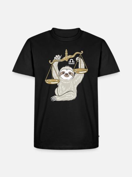 Libra Sloth Libra Zodiac Sign - Men's Premium Organic T-Shirt - black