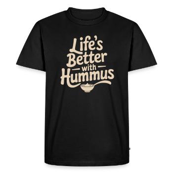 Life is better with hummus vegan vegetarian - Men's Premium Organic T-Shirt - black - Front - Nico (187cm)