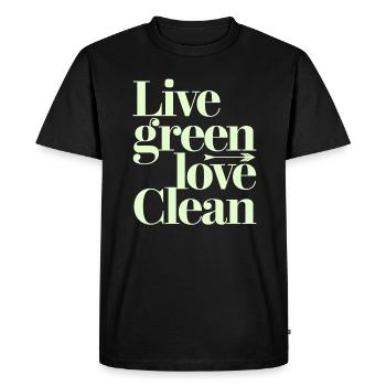 Live Green Love Clean Vegan Végétarien - T-shirt Premium bio Homme - noir - Devant - Nico (187cm)
