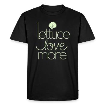 Laitue Amour Plus Végétalien Message Végétarien - T-shirt Premium bio Homme - noir - Devant - Nico (187cm)