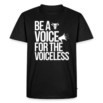 Soyez une voix pour les sans-voix - Vegan - T-shirt Premium bio Homme - noir - Devant - Nico (187cm)