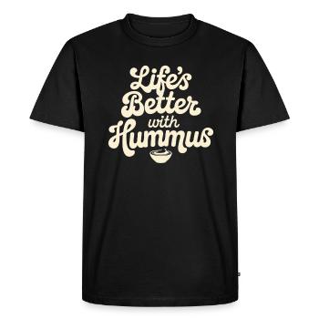 La vie est meilleure avec le houmous végétalien végétarien - T-shirt Premium bio Homme - noir - Devant - Nico (187cm)