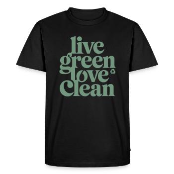 Live Green Love Clean Vegan Végétarien - T-shirt Premium bio Homme - noir - Devant - Nico (187cm)