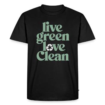 Live Green Love Clean Vegan Végétarien - T-shirt Premium bio Homme - noir - Devant - Nico (187cm)