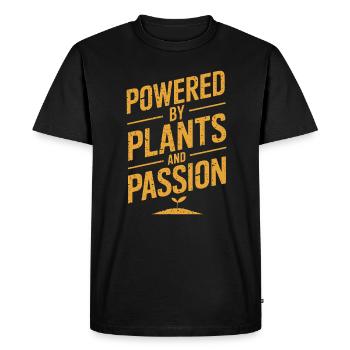 Alimenté par les plantes et la passion végétalienne - T-shirt Premium bio Homme - noir - Devant - Nico (187cm)