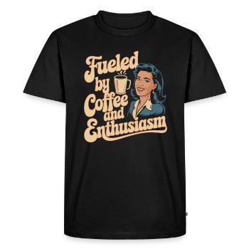 Teacher: Driven by coffee and enthusiasm - Men's Premium Organic T-Shirt - black - Front - Nico (187cm)