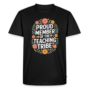 Proud member of the teacher tribe - Men's Premium Organic T-Shirt - black - Front - Nico (187cm)