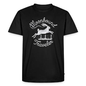 Moonbound Traveler Bunny in Jump - Men's Premium Organic T-Shirt - black - Front - Nico (187cm)
