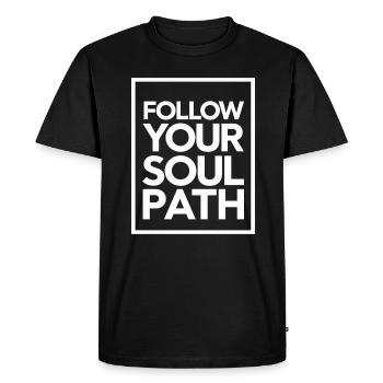 Follow Your Soul Path Inspiring - Men's Premium Organic T-Shirt - black - Front - Nico (187cm)