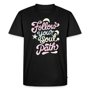 Follow Your Soul Path Inspired Quote - Men's Premium Organic T-Shirt - black - Front - Nico (187cm)