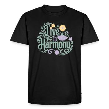 Inspire Spiritual Quotes: Live in Harmony - Men's Premium Organic T-Shirt - black - Front - Nico (187cm)