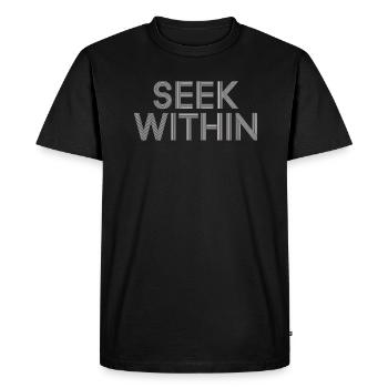 Citation inspirante sur la spiritualité : Cherchez à l’intérieur - T-shirt Premium bio Homme - noir - Devant - Nico (187cm)