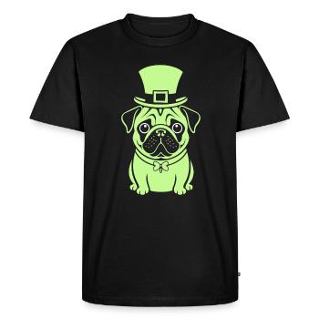 Cute Pug St Patrick's Day Hat Design - Men's Premium Organic T-Shirt - black - Front - Nico (187cm)