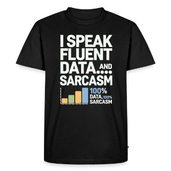 Je parle couramment les données et le sarcasme - T-shirt Premium bio Homme - noir - Devant - Nico (187cm)