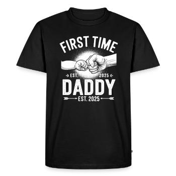 Papa pour la première fois depuis 2025 - T-shirt Premium bio Homme - noir - Devant - Nico (187cm)