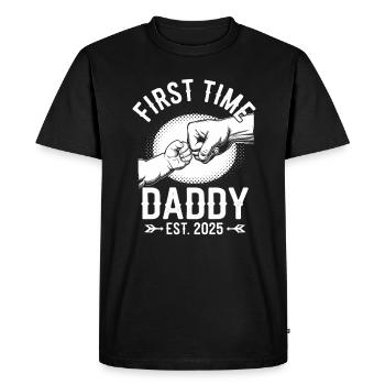 Première fois Papa Est. 2025 - T-shirt Premium bio Homme - noir - Devant - Nico (187cm)