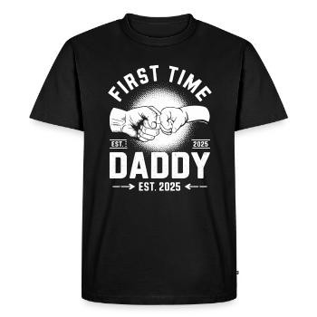Première fois Papa Est. 2025 Poings Poussés - T-shirt Premium bio Homme - noir - Devant - Nico (187cm)