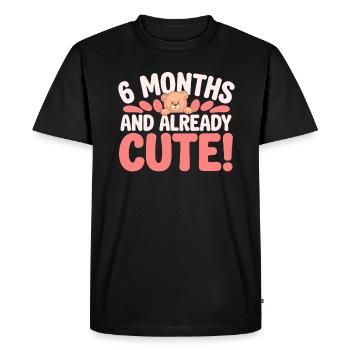 Anniversaire d’un demi-mois six mois et déjà doux - T-shirt Premium bio Homme - noir - Devant - Nico (187cm)