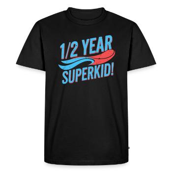 Demi-année Superkid Anniversaire 1/2 an - T-shirt Premium bio Homme - noir - Devant - Nico (187cm)