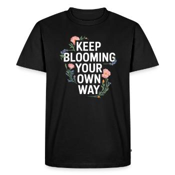 Keep Blooming Your Own Way Floral Motif - Men's Premium Organic T-Shirt - black - Front - Nico (187cm)