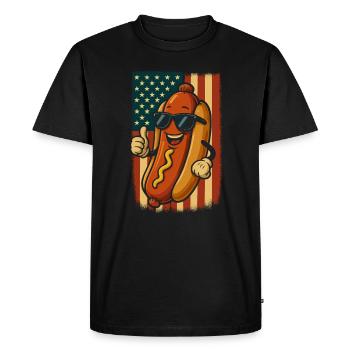 Saucisse patriotique des États-Unis avec des lunettes de soleil Hot Dog - T-shirt Premium bio Homme - noir - Devant - Nico (187cm)