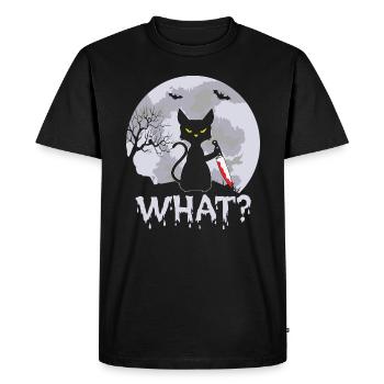 Drôle méchant couteau de chat what humour noir - T-shirt Premium bio Homme - noir - Devant - Nico (187cm)