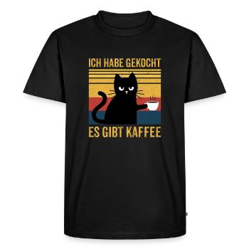 Ich habe gekocht es gibt Kaffee Kater - Männer Premium Bio T-Shirt - Schwarz - Vorne - Nico (187cm)