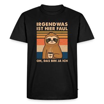 Funny sloth employee work colleague - Men's Premium Organic T-Shirt - black - Front - Nico (187cm)