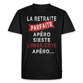 retraite parfaite sieste longe cote apero - T-shirt Premium bio Homme - noir - Devant - Nico (187cm)