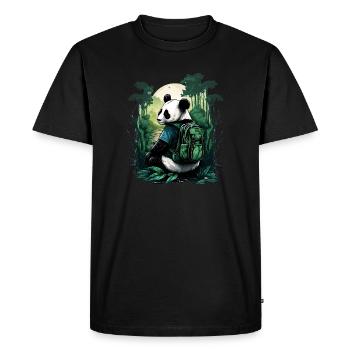 Panda mignon avec sac à dos - T-shirt Premium bio Homme - noir - Devant - Nico (187cm)