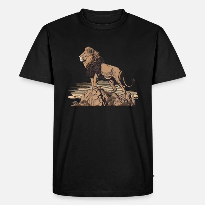 Mächtiger Löwe - Männer Premium Bio T-Shirt - Schwarz