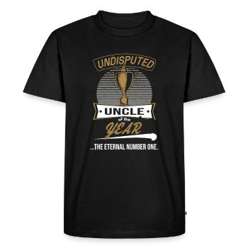 Trophée de l’oncle de l’année pour l’oncle - T-shirt Premium bio Homme - noir - Devant - Nico (187cm)
