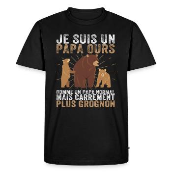 Je Suis Un Papa Ours Grognon Fête Des Pères - T-shirt Premium bio Homme - noir - Devant - Nico (187cm)