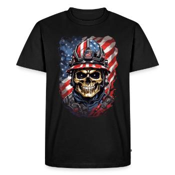 Crânes de pompiers américains - T-shirt Premium bio Homme - noir - Devant - Nico (187cm)