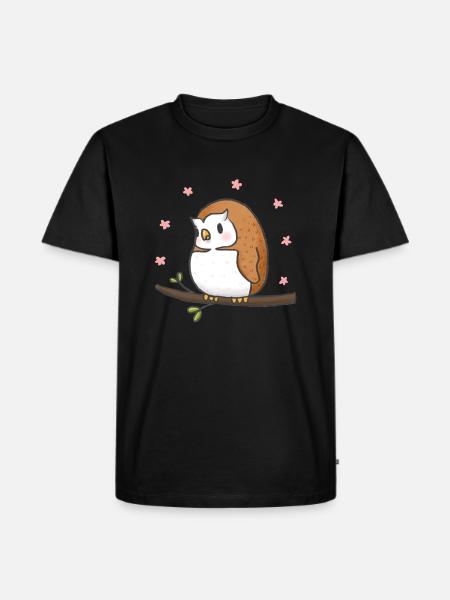 Eule - Männer Premium Bio T-Shirt - Schwarz
