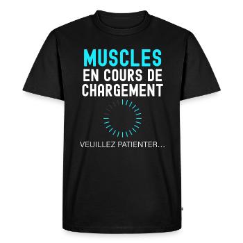 Cadeau muscles en cours - T-shirt Premium bio Homme - noir - Devant - Nico (187cm)